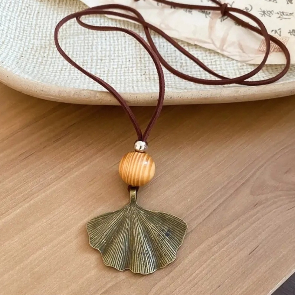 Artisan Brown and Gold Pendant Necklace Collection - Picture 9 of 10